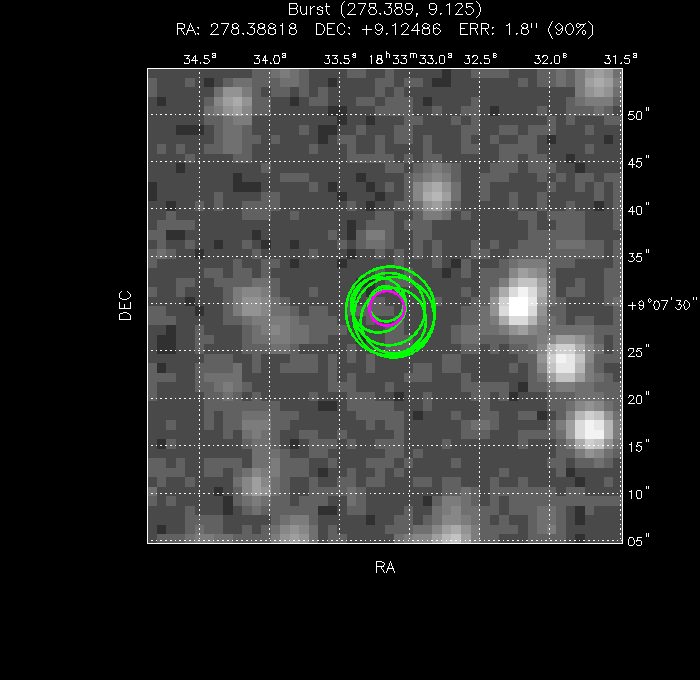 V-band image with the final position and all component positions