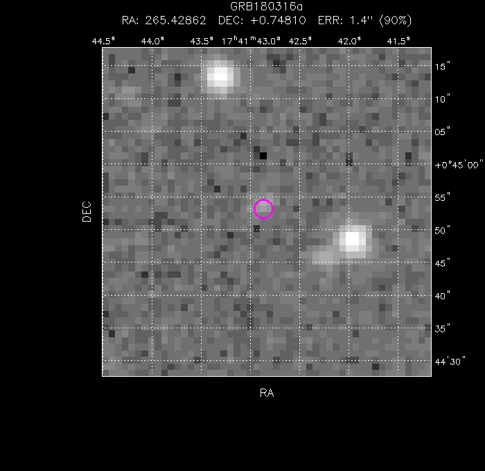 UVOT image with the final position