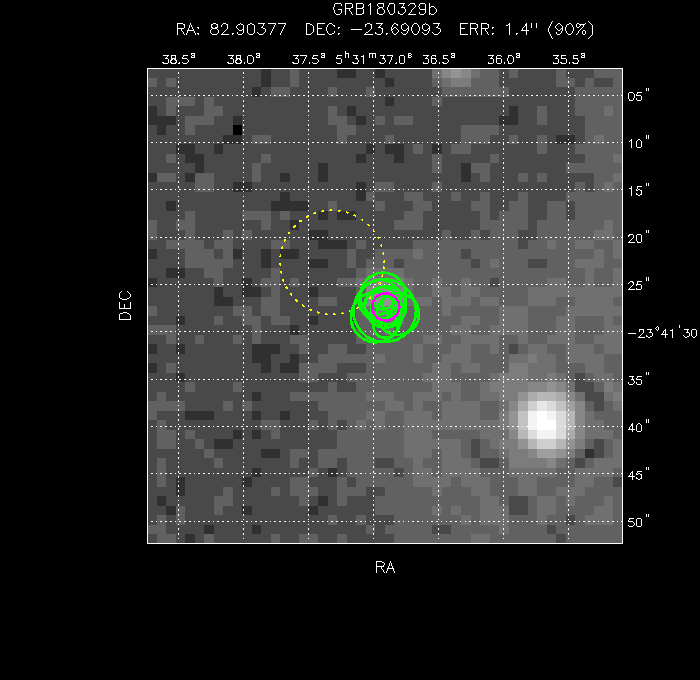 V-band image with the final position and all component positions