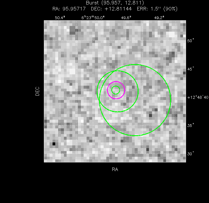 V-band image with the final position and all component positions