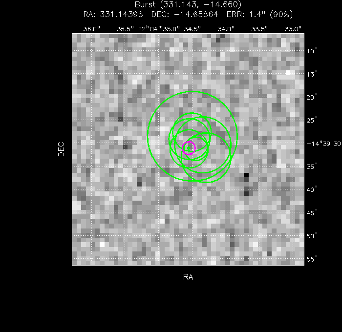 V-band image with the final position and all component positions