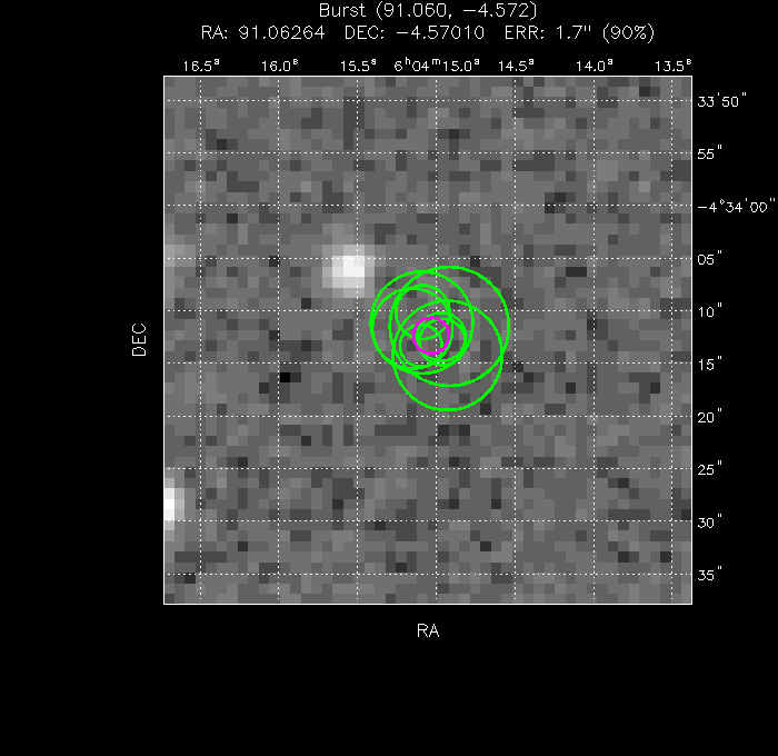 V-band image with the final position and all component positions