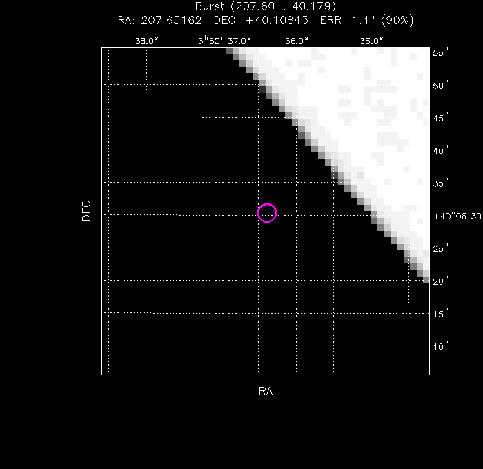 UVOT image with the final position