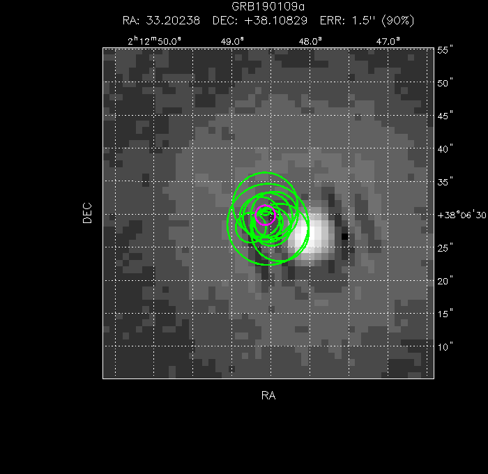 V-band image with the final position and all component positions