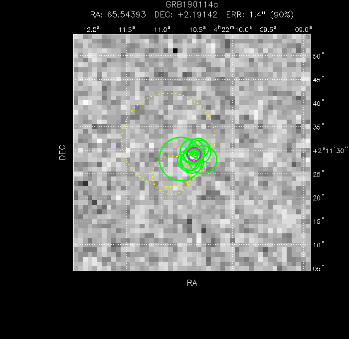 V-band image with the final position and all component positions