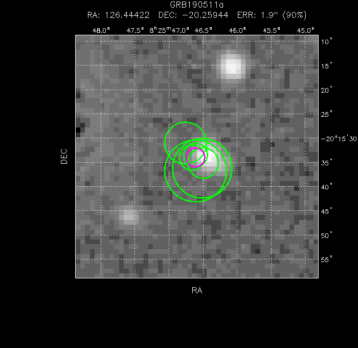 V-band image with the final position and all component positions