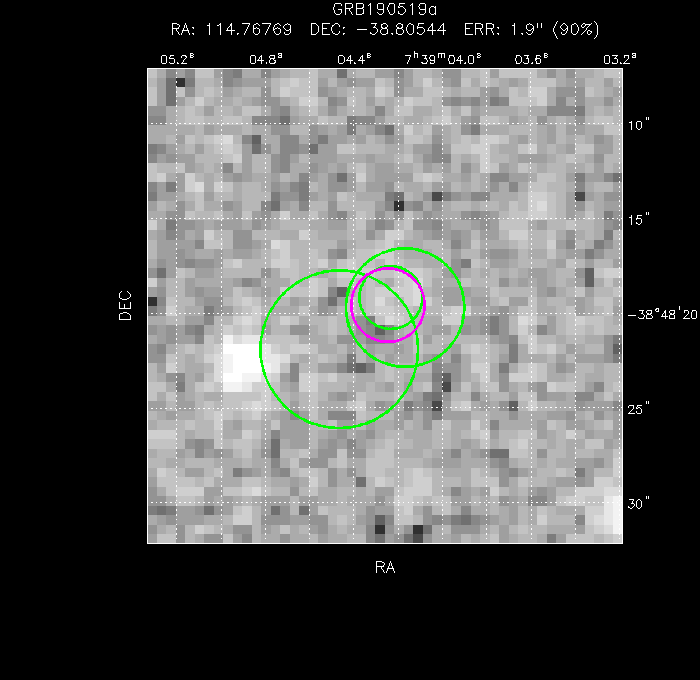 V-band image with the final position and all component positions