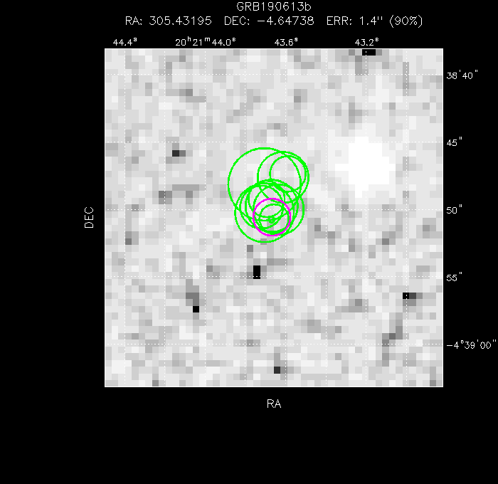 V-band image with the final position and all component positions