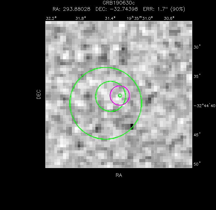 V-band image with the final position and all component positions