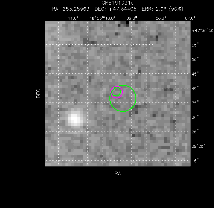 V-band image with the final position and all component positions