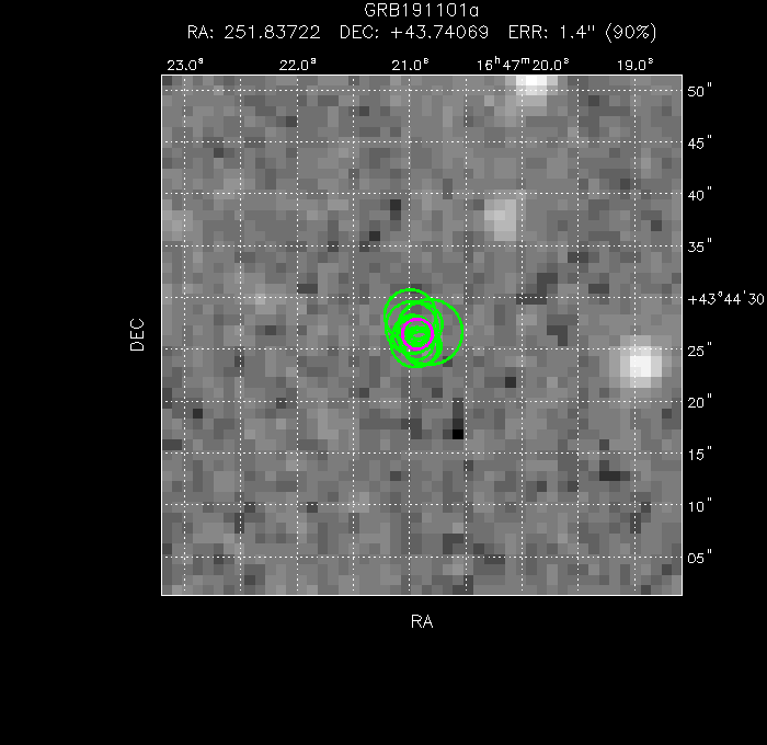 V-band image with the final position and all component positions