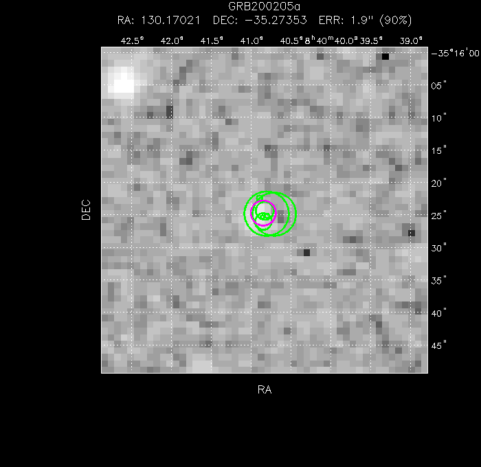 V-band image with the final position and all component positions