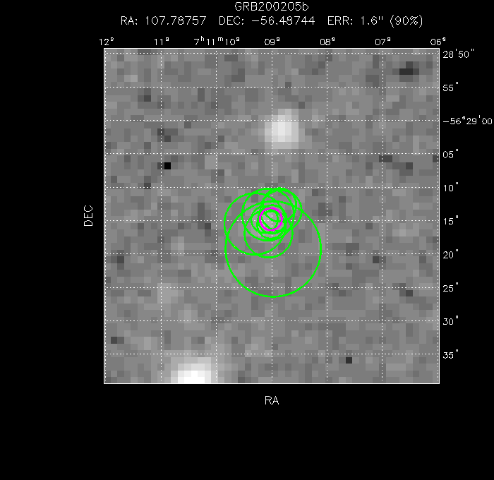 V-band image with the final position and all component positions