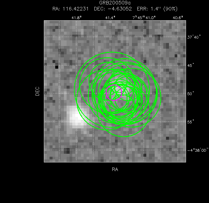 V-band image with the final position and all component positions