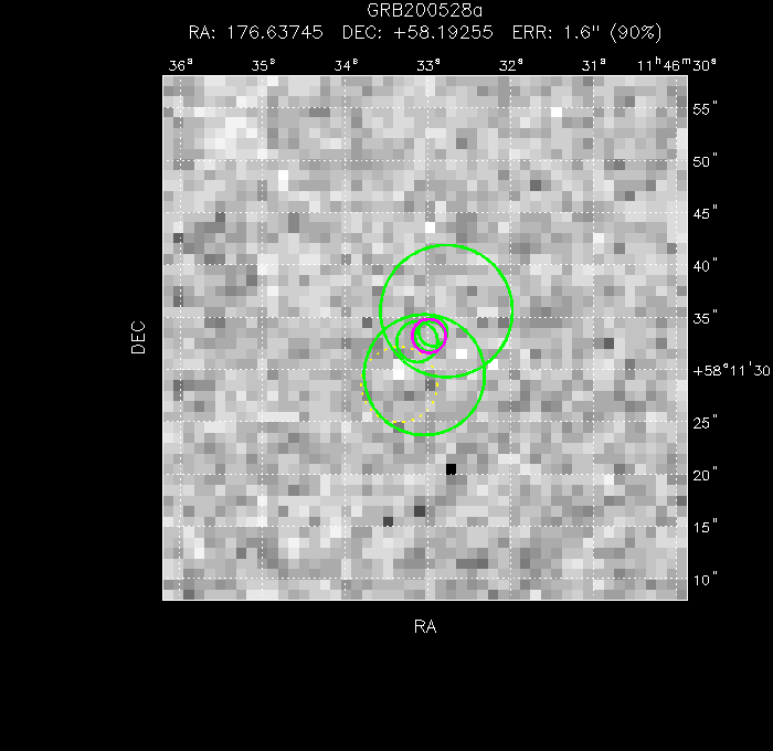 V-band image with the final position and all component positions