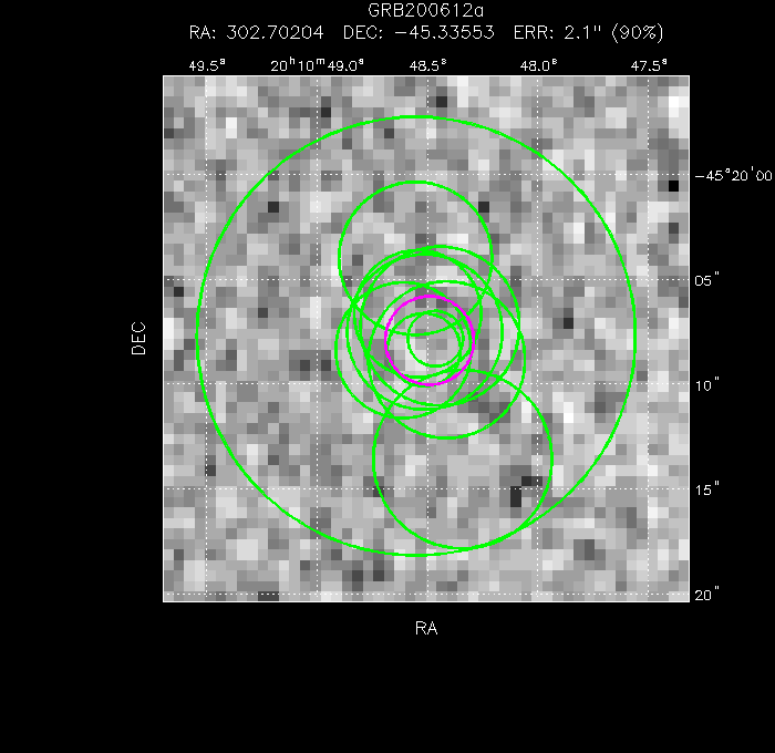 V-band image with the final position and all component positions