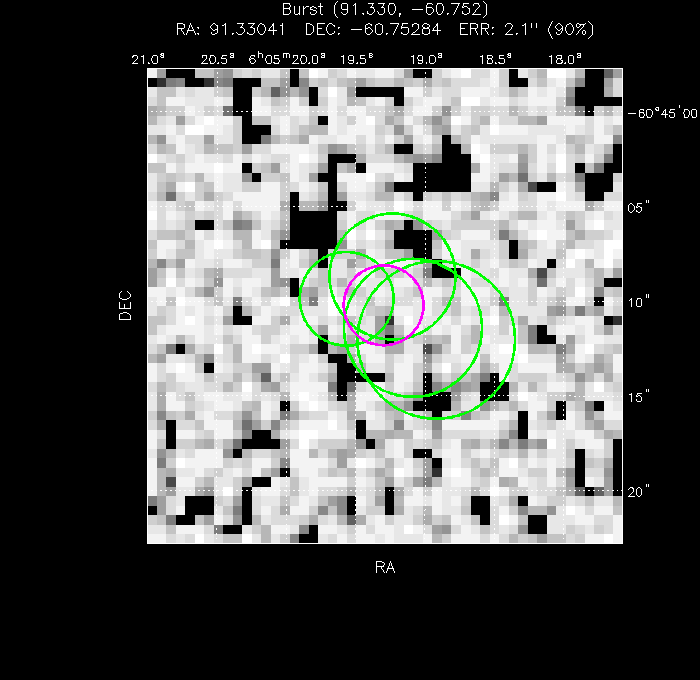 V-band image with the final position and all component positions