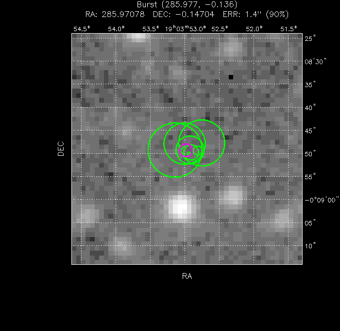 V-band image with the final position and all component positions