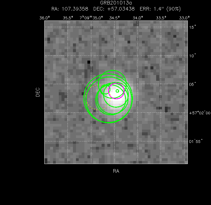 V-band image with the final position and all component positions