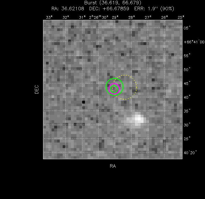 V-band image with the final position and all component positions