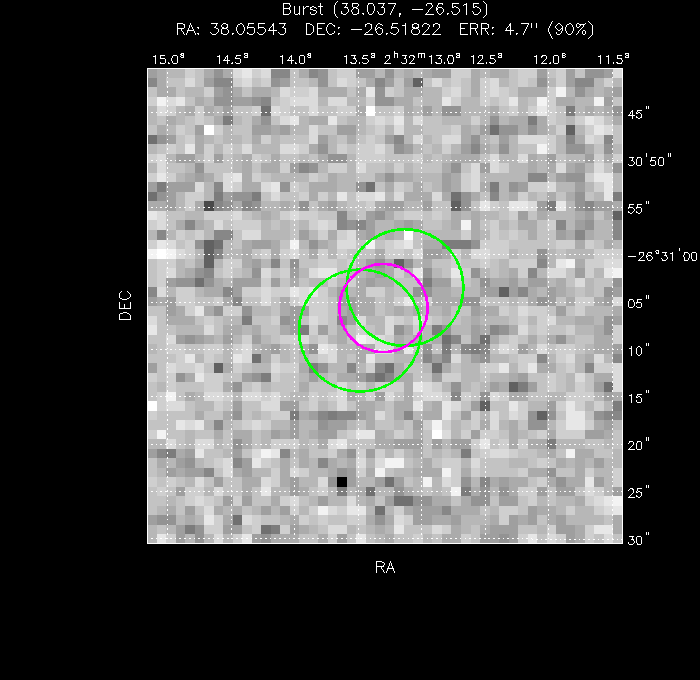 V-band image with the final position and all component positions