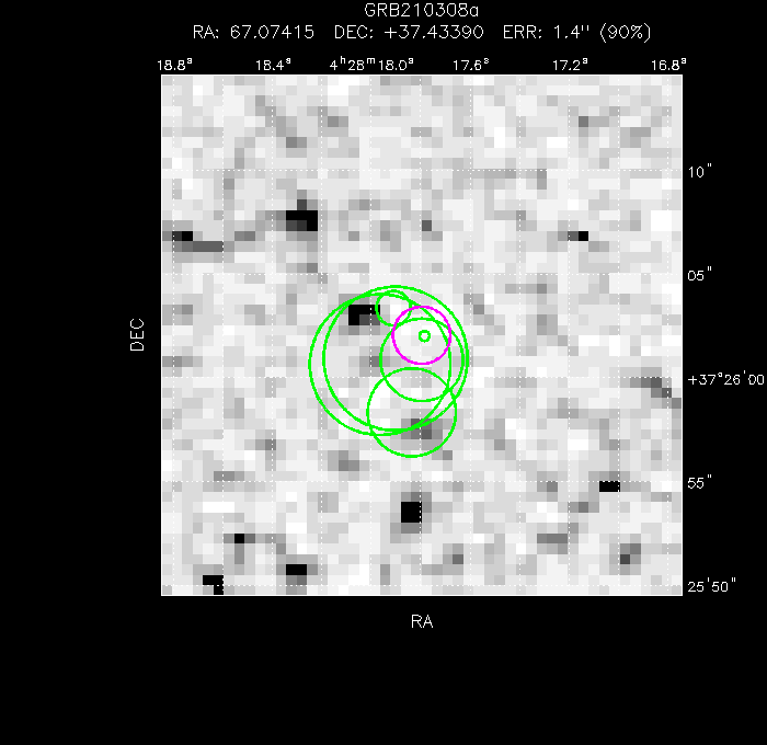 V-band image with the final position and all component positions