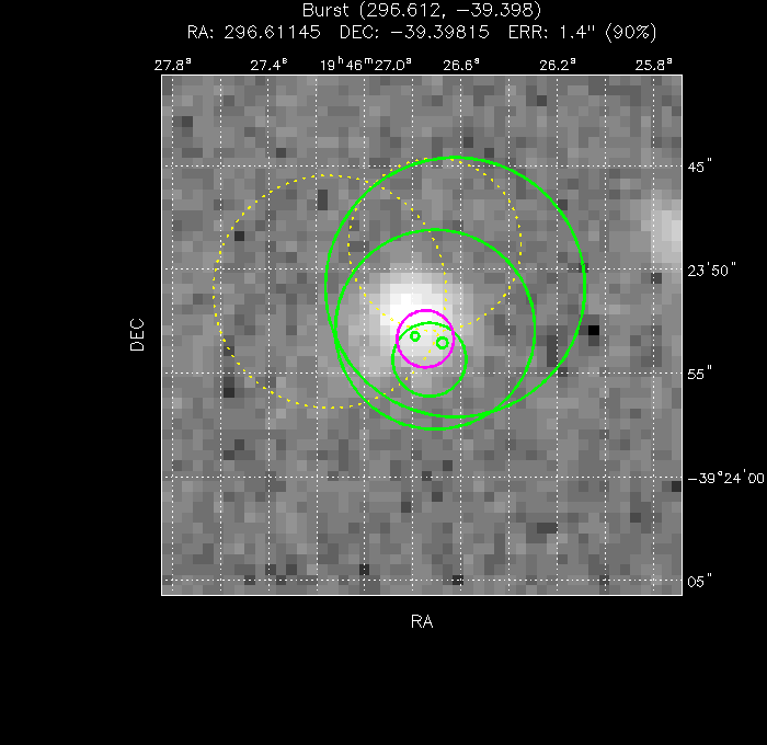 V-band image with the final position and all component positions