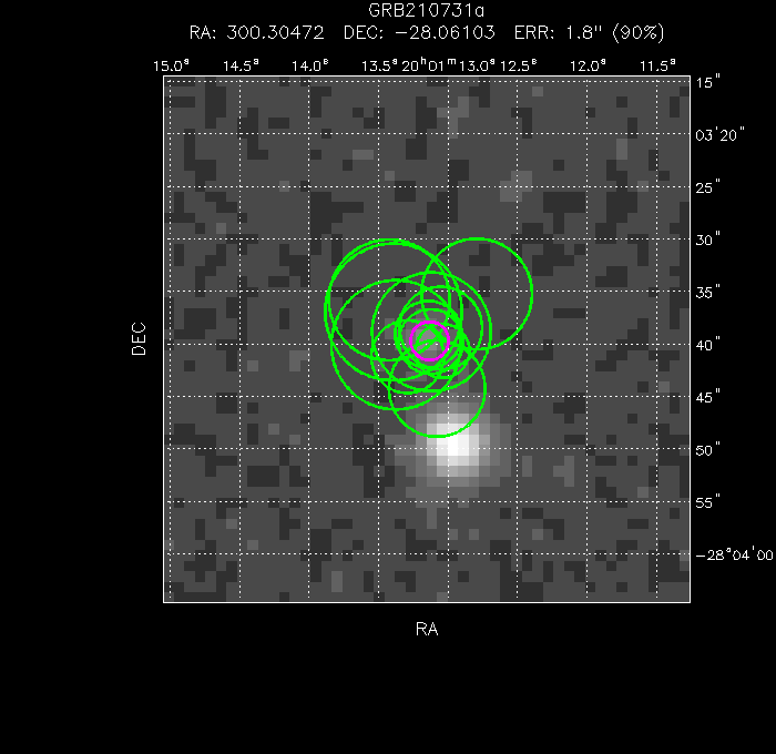 V-band image with the final position and all component positions