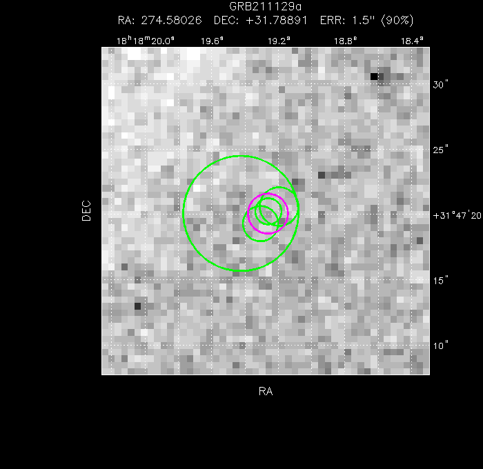 V-band image with the final position and all component positions