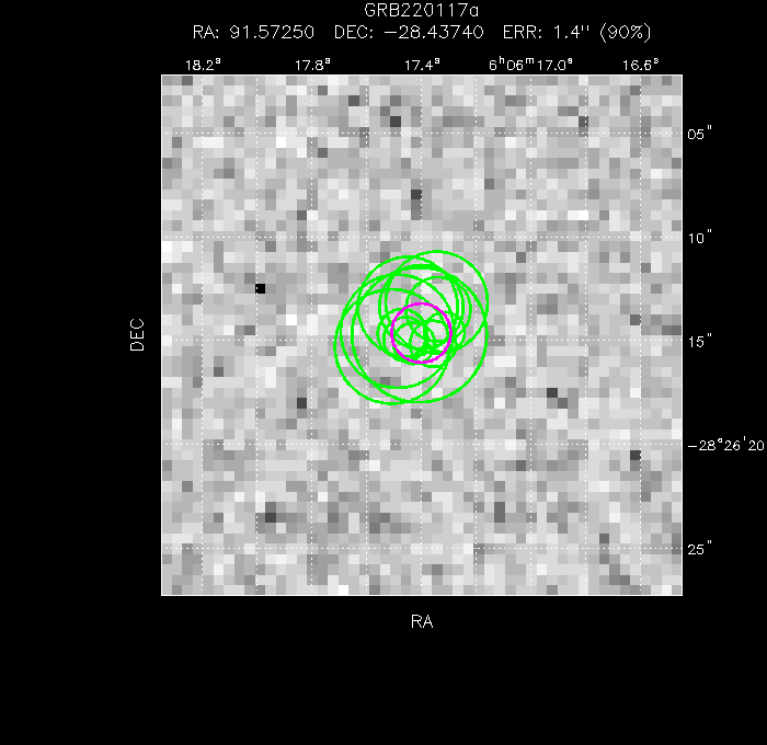 V-band image with the final position and all component positions