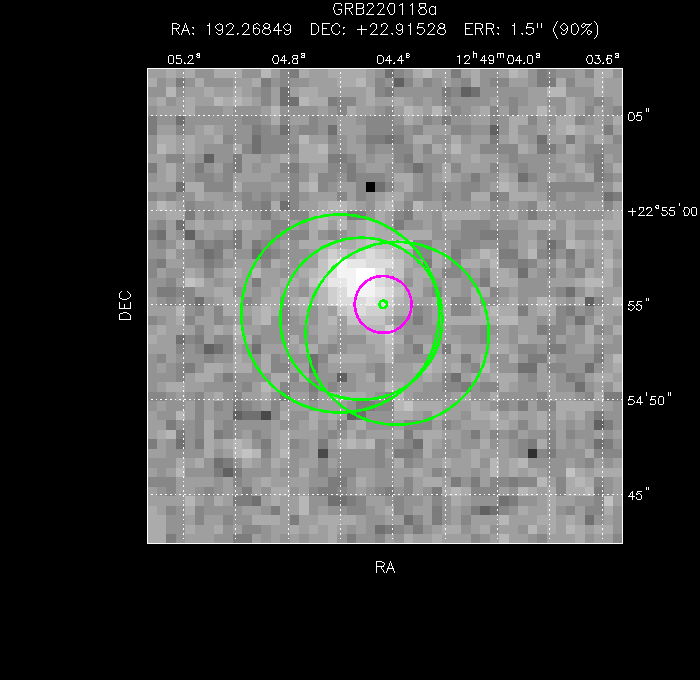 V-band image with the final position and all component positions