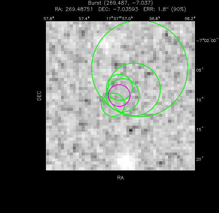 V-band image with the final position and all component positions