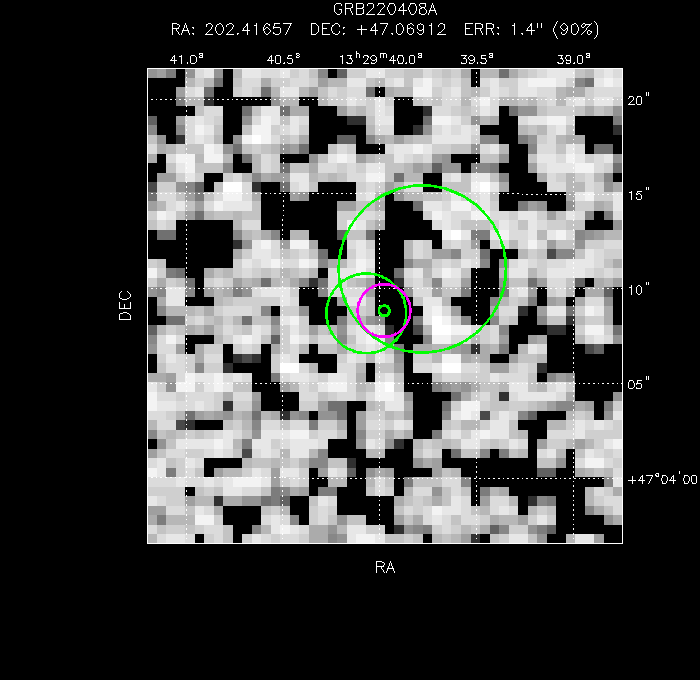 V-band image with the final position and all component positions