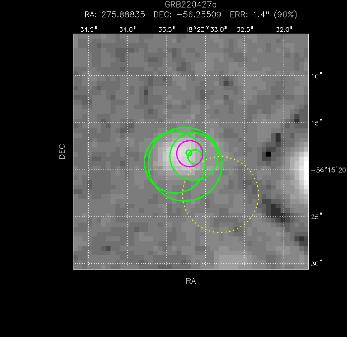 V-band image with the final position and all component positions