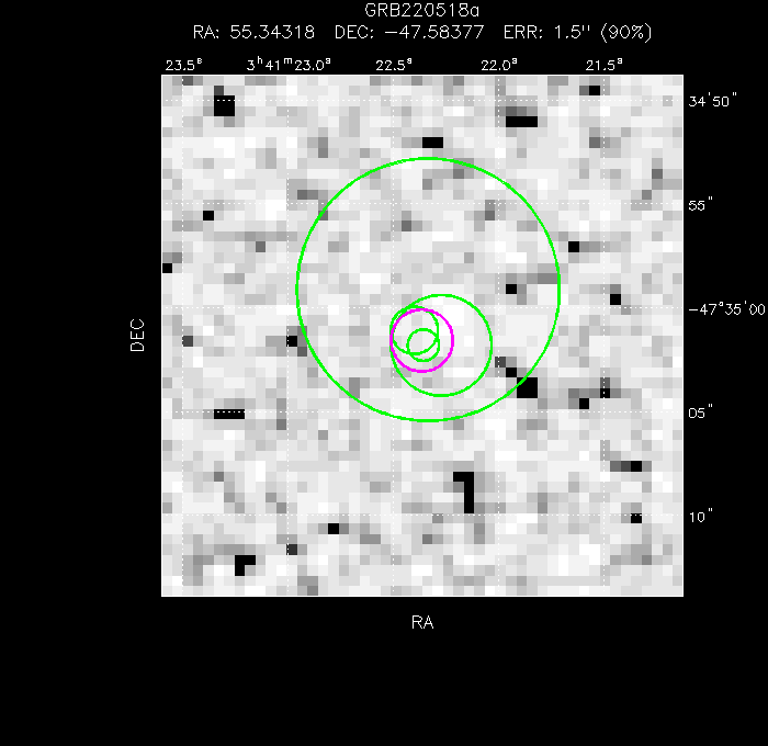 V-band image with the final position and all component positions