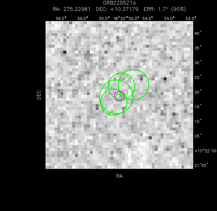 V-band image with the final position and all component positions