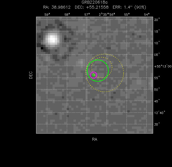 V-band image with the final position and all component positions