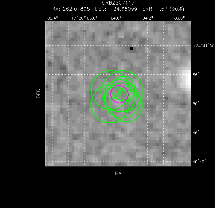 V-band image with the final position and all component positions