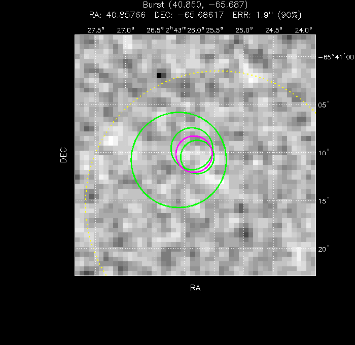 V-band image with the final position and all component positions