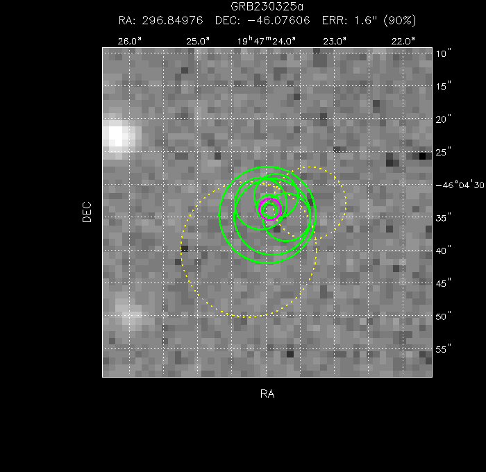 V-band image with the final position and all component positions