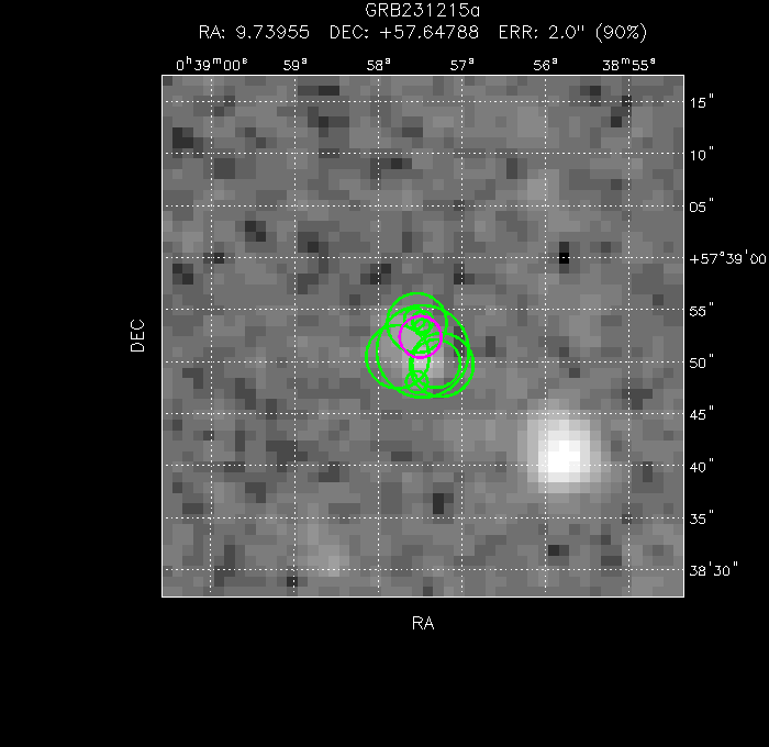 V-band image with the final position and all component positions