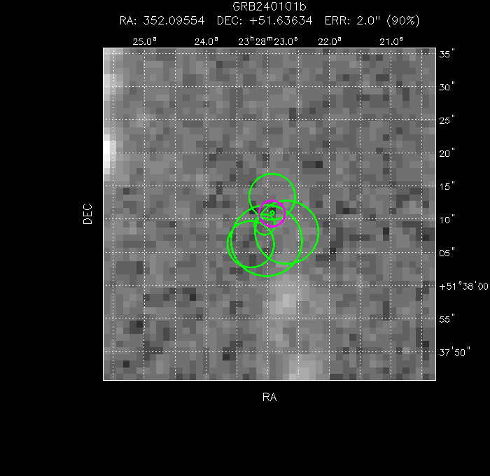 V-band image with the final position and all component positions