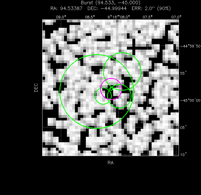 V-band image with the final position and all component positions