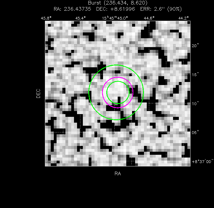 V-band image with the final position and all component positions