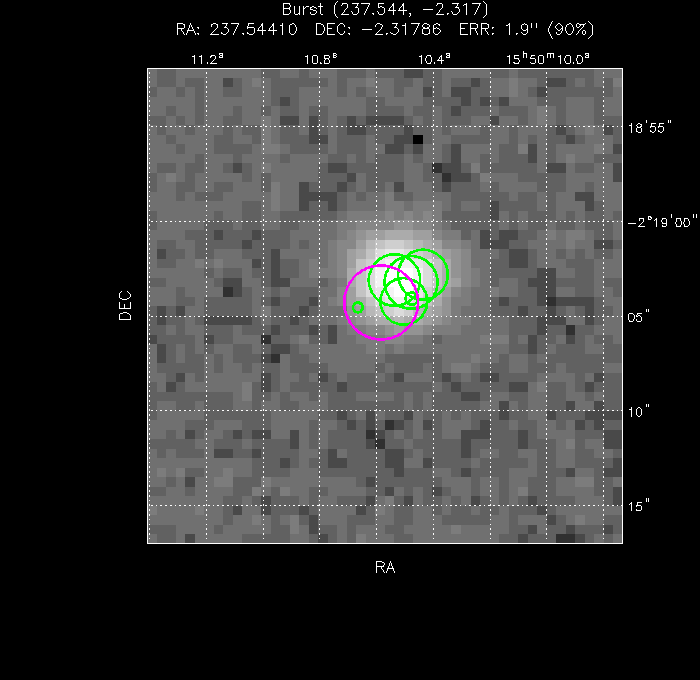V-band image with the final position and all component positions