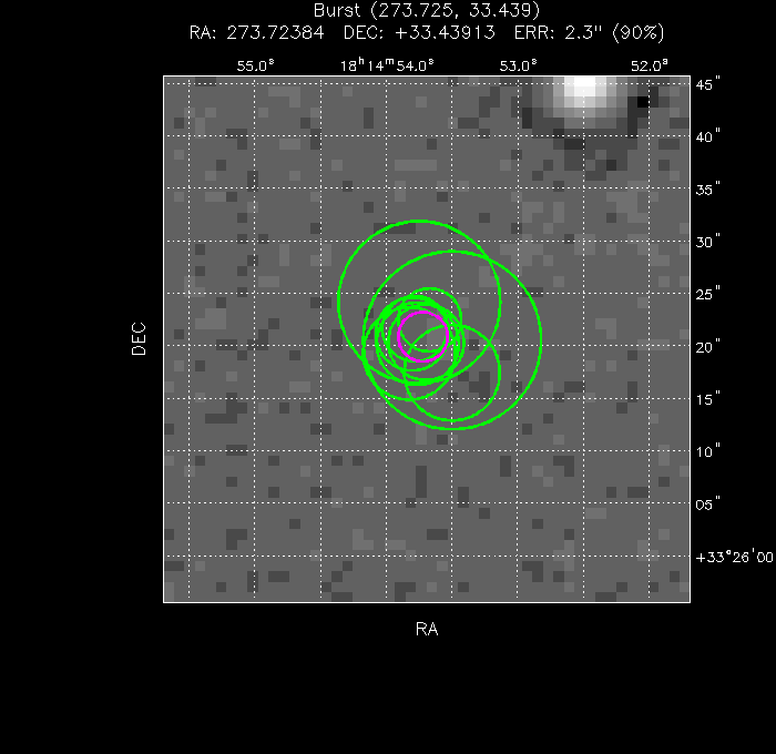 V-band image with the final position and all component positions