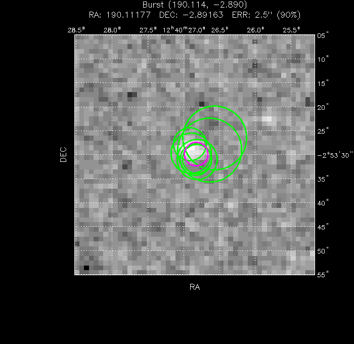 V-band image with the final position and all component positions