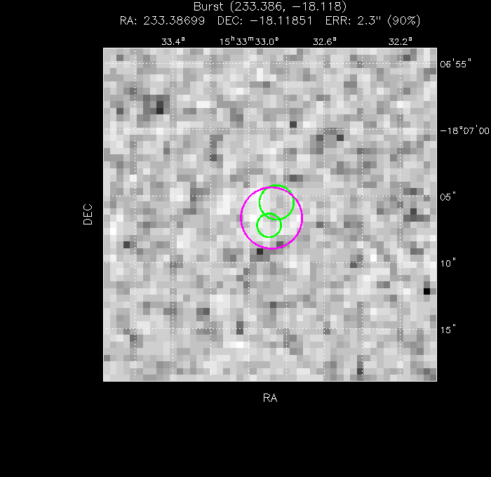 V-band image with the final position and all component positions