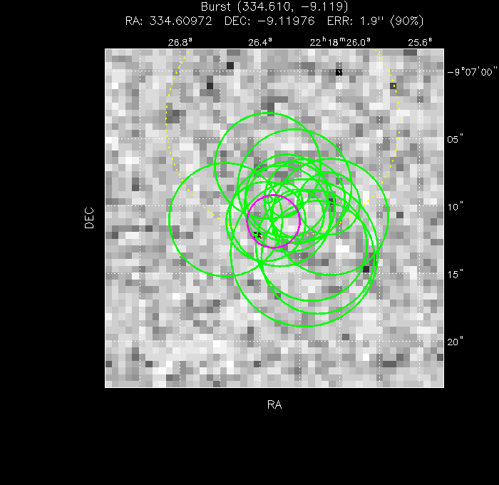 V-band image with the final position and all component positions