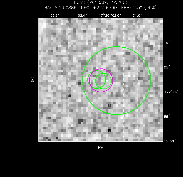 V-band image with the final position and all component positions